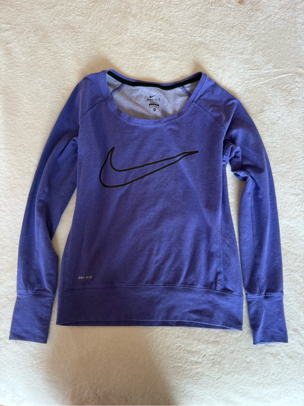 Nike Purple Dri-FIT Long Sleeve Sweatshirt with Black Swoosh